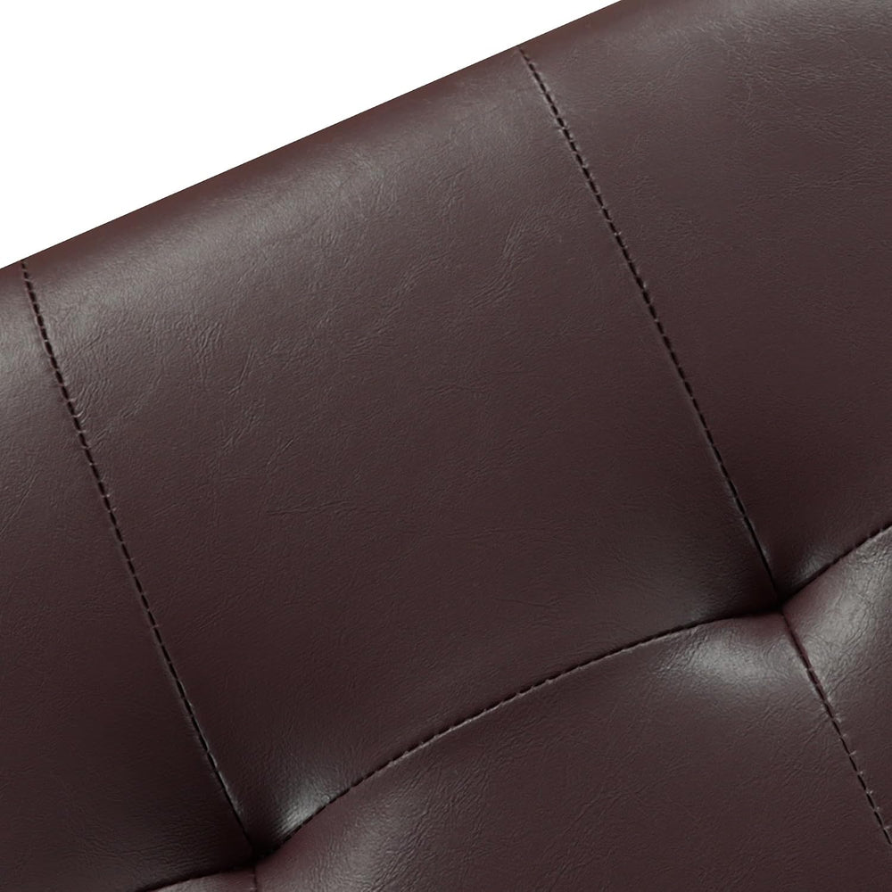 Upholstered Storage Ottoman with Hinged Lid, 23.6-Inch Faux Leather Tufted Cu...