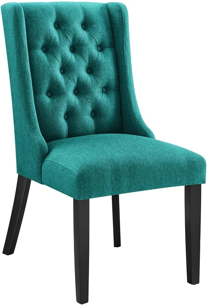 Modway Baronet Button-Tufted Fabric Parsons Dining Chair in Teal