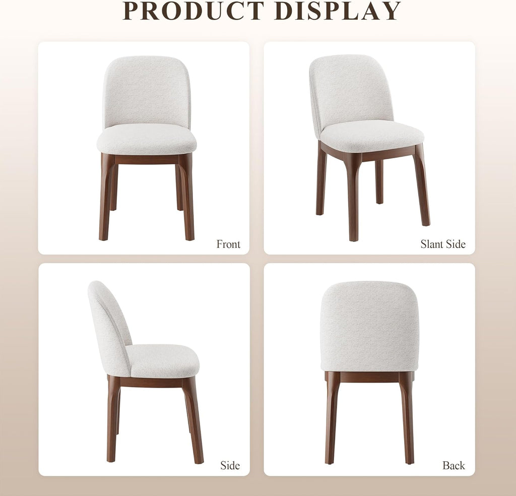 MALOL Wooden Dining Chairs Set of 2, Upholstered Kitchen & Dining Room Chairs with Thickened Wooden Legs, Farmhouse Side Chairs, Beige