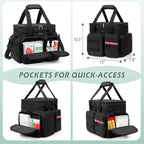 Medicine Organizer Bag with Insulated Pocket for Travel, Pill Bottle Storage Bag with 4 Customized Dividers & Shoulder Strap for Medication, Insulin and First Aid Supplies, Black (Bag ONLY)