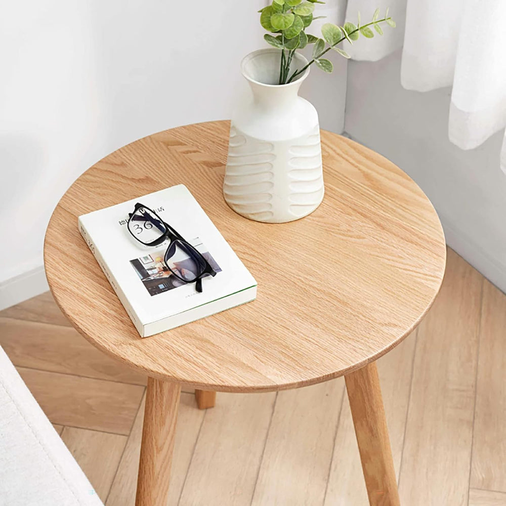 Knocbel Accent Solid Wood Small Round End Table Living Room Sofa Couch Side S...