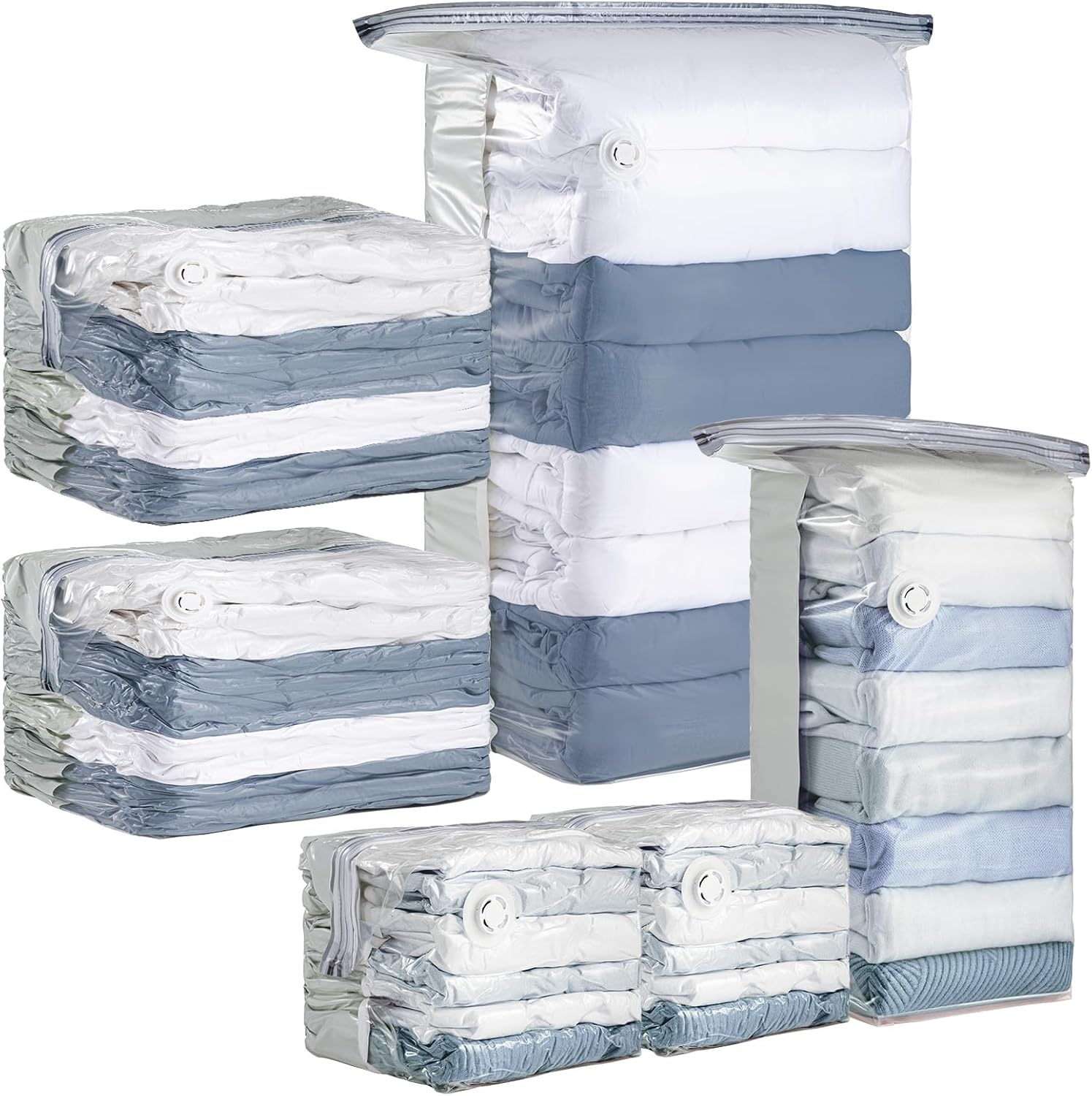 TAILI 6 Pack Vacuum Storage Bags, Cube Space Saver Bags Combo (3 Jumbo +3 Medium), Vacuum Seal Bags for Bedding, Clothing, Comforters, Blankets, Closet Oragnizer and Storage