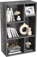 VECELO 5 Cube Modern Bookcases, 3 Tier Bookshelves, 31 Inch High Cubby Storage Organizer, Shelf Hight Up to 12.8 Inches Suit for Most Books, Vertical or Horizontal Use Available,Grey