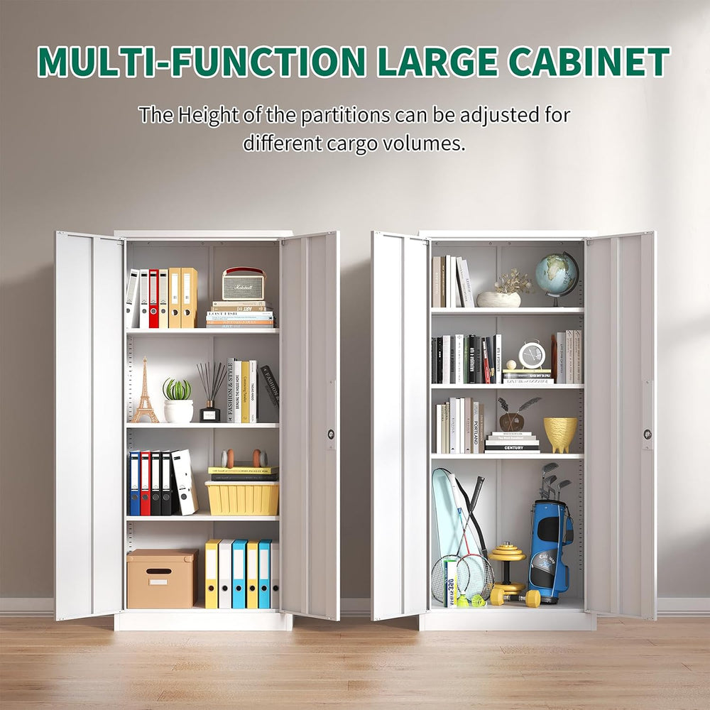 71" Tall Metal Storage Cabinet with Adjustable Shelves, Kitchen Pantry S...