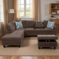 3-Piece L-Shaped Modular Sofa – Convertible Sectional Couch with Movable Chaise & Storage Ottoman, Multi-Scene Use for Living Room, Apartment & Office, Dark Brown