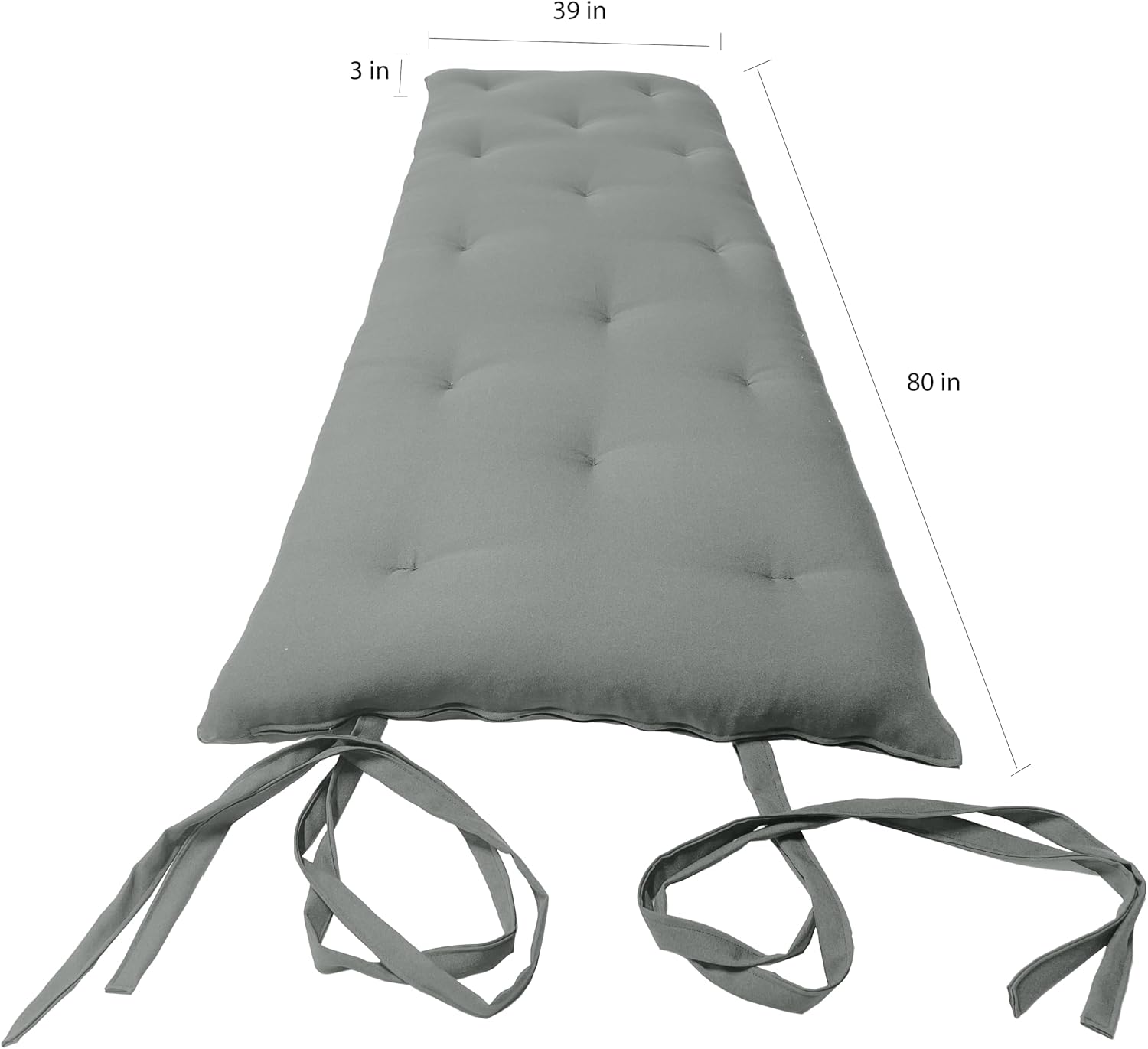 Twin Size Traditional Japanese Floor Futon Mattresses, Tatami Foldable Cushion Mats, Yoga, Meditation 80 x 39 x 3 (Gray)