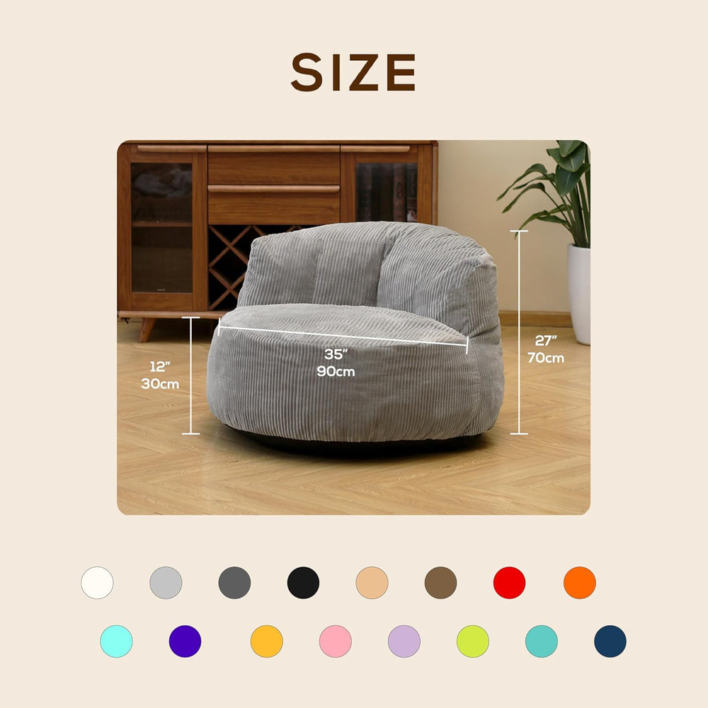 N&V Large Crescent Bean Bag Chair, Adult Size Bean Bag Sack, Foam Filling...