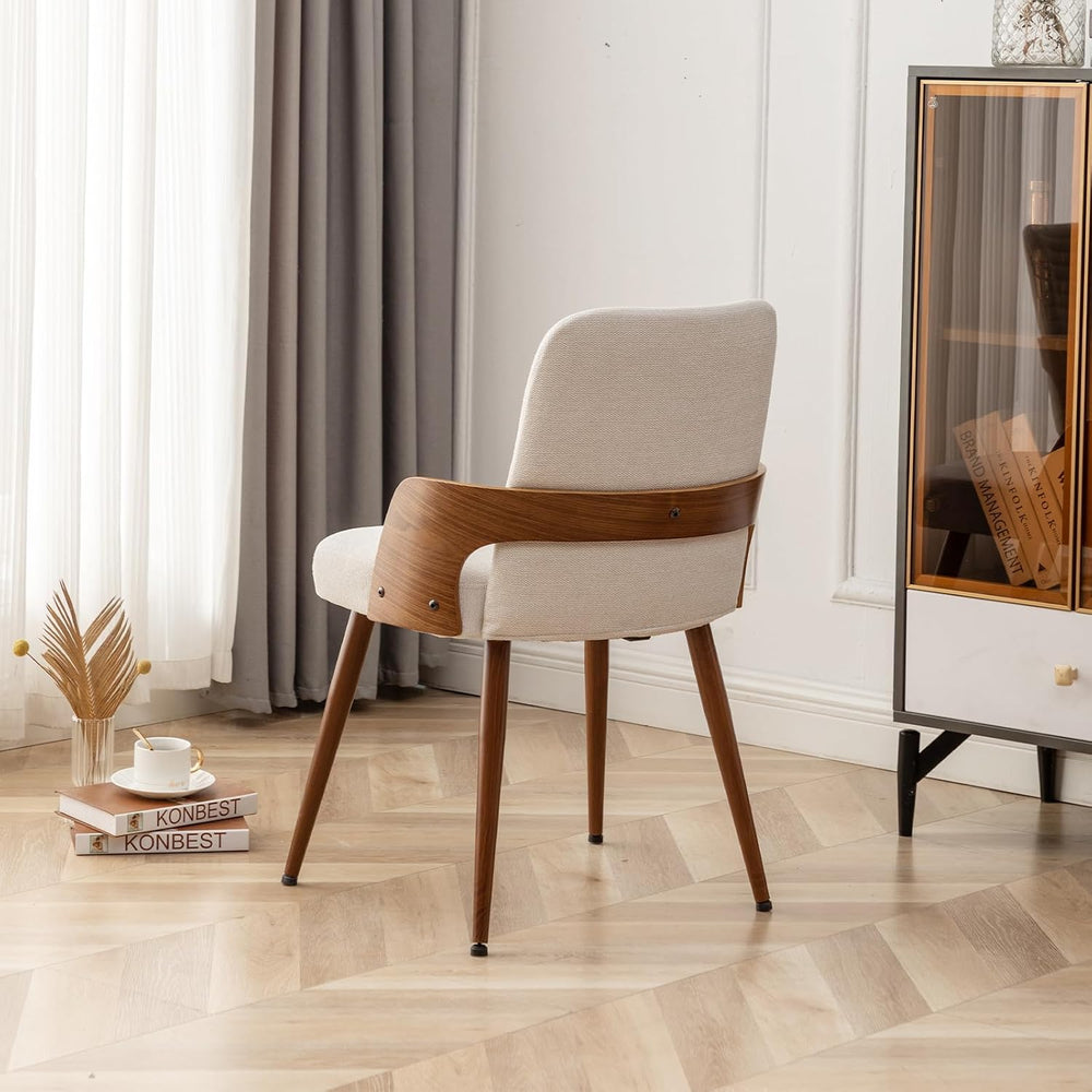 Dining Room Chairs,Mid Century Modern Kitchen Chairs,Upholstered Beige Fabric...