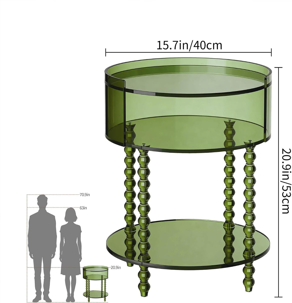 Modern Acrylic Round Side Table, End Table for Living Room, Clear Nightstand ...