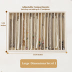 Large Jewelry Organizer for Drawer Insert Velvet Stackable Jewelry Trays for Earring Necklace Bracelet Ring Display (Beige, 16 Grids)