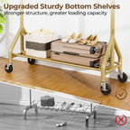 Heavy Duty Clothes Rack Load 450 LBS, Metal Garment Rack, Standing Rolling Clothing Rack for Hanging Clothes with Sturdy Wheels & Shelves, Portable Closet Wardrobe Rack,Gold