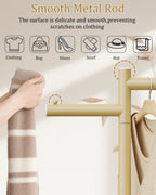 Free-standing Metal Coat Racks, Modern Garment Rack, Z-shaped Coat Tree with Natural Rock Base, for Bedroom, Office, Hallway, Entryway, Living Room, 175cm, Gold