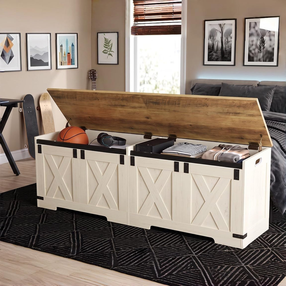 Hzuaneri 59" Farmhouse Storage Chest and Bench | 70 Gal | 330lb Seat | S...