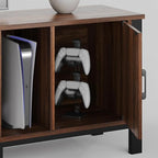 Bestier TV Stand for 75/80/85 inch TV, LED Gaming Entertainment Center, Modern TV Cabinet with Glass Shelves for Living Room, Media Console with 2 Storage Drawers & Cabinets for Bedroom, Walnut