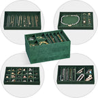 ProCase Stackable Jewelry Organizer Trays for Drawers, Jewelry Drawer Inserts Container Display Case Storage for Earring Necklace Rings Bracelet with Removable Dividers -Green, 4 Layers