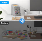 EasyPAG Mesh Desk Organizer with 3 Drawer Office Desktop Organizers and Accessories Stationery Caddy for Office, Home, Students, Silver