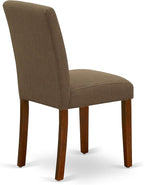 East West Furniture AMAB3-MAH-18 3 Piece Kitchen Table Set for Small Spaces Contains a Round Dining Table with Pedestal and 2 Coffee Linen Fabric Upholstered Chairs, 36x36 Inch, Mahogany