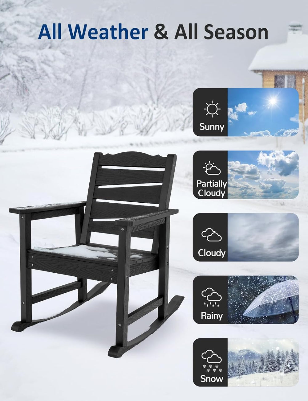 Patio Rocking Chairs Set of 2, Weatherproof HIPS Outdoor Rocking Chair for Ad...