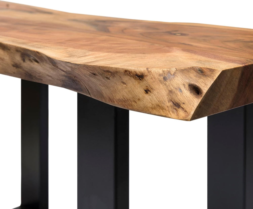 Alaterre Furniture Alpine Live Edge Modern End Table Set of 2-2-Tier Narrow S...