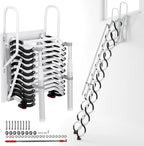 11 Steps Ceiling Mount Attic Staircase with Handrails, Foldable Loft | Includes 11-step wall-mounted attic stairs with handrails for home or garage. Space-saving foldable design, high stability,