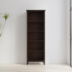 SIMPLIHOME Warm Shaker Bookcase - 72 inch Tall 5-Shelf Solid Wood Bookshelf in Tobacco Brown, Transitional Storage for Living Room, Study Room or Office with Adjustable Shelves and Tapered Legs
