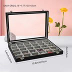 Stratalife Jewelry Organizer Earring Holder Jewelry Tray Earring Storage Organizer Display Rock Collection Box Jewelry Storage For Women Girls 30 Grid (Gray Black)