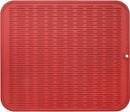 Silicone Dish Drying Mat for Multiple Usage,Easy clean,Eco-friendly,Heat-resistant Silicone Mat for Kitchen Counter or Sink,Refrigerator or Drawer Liner Red 2XL 24 inches x 18 inches