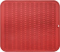 Silicone Dish Drying Mat for Multiple Usage,Easy clean,Eco-friendly,Heat-resistant Silicone Mat for Kitchen Counter or Sink,Refrigerator or Drawer Liner Red XL 18 inches x 16 inches