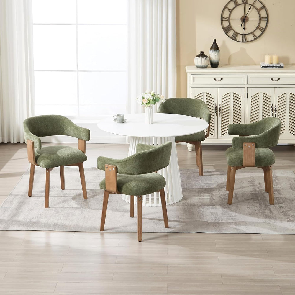 ROCITY Green Dining Chairs Set of 6 Upholstered Dining Room Chairs, Mid Centu...
