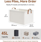StorageWorks 45L Extra Large Fabric Storage Bins with PU Handles, Storage Baskets for Organizing, Large Laundry Basket, 2-Pack, Beige, 19" L X 13.25" W X 11" H