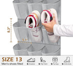 MISSLO 30 Large Pockets Dual Sided Hanging Shoe Organizer for Closet with Rotating Hanger Hanging Shoe Shelves, Grey