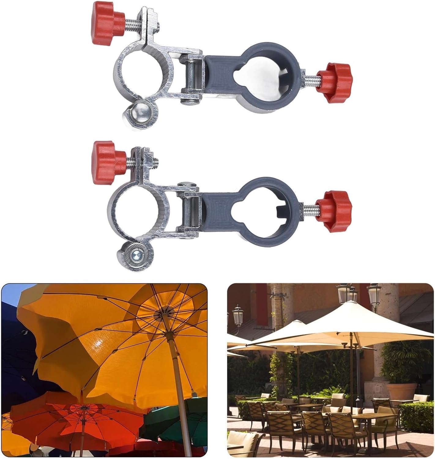 Umbrella Holder Clips Set of 2 for Beach and Fishing Chairs, Compact Design with Adjustable Features in Aluminum Alloy (foldable)