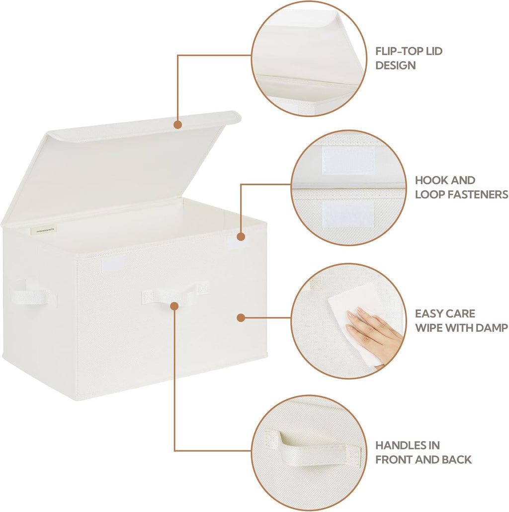 GRANNY SAYS Storage Bins with Lids, Fabric Storage Boxes, Closet Organizers and Storage, Ivory White, 2-Pack