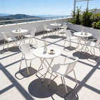 VINGLI PE Rattan Outdoor Dining Chairs Set of 4, Plastic Stackable Patio Chairs for Indoor, Porch, Restaurant, Garden, White