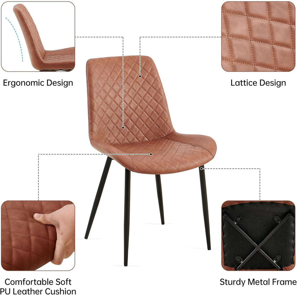 PU Leather Dining Chairs Set of 6, Modern Armless Dining Room Chairs, Comfy U...