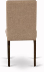 East West Furniture V797AB747-7 7 Piece Kitchen Table Set Consist of a Rectangle Dining Table with V-Legs and 6 Light Sable Linen Fabric Parson Dining Chairs, 40x72 Inch, Multi-Color
