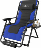 Amopatio XL Padded Zero Gravity Chairs Foldable Zero Gravity Lounge Chair Outdoor Portable Reclining Chair with Removable Cup Holder/Headrest/Footrest