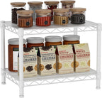 Small 2 Tier Shelves Storage Wire Shelving Unit Metal Shelf Adjustable Organizers Storage Shelving for Bathroom Laundry Room Kitchen Pantry12”D x 18”W x 12.2”H White