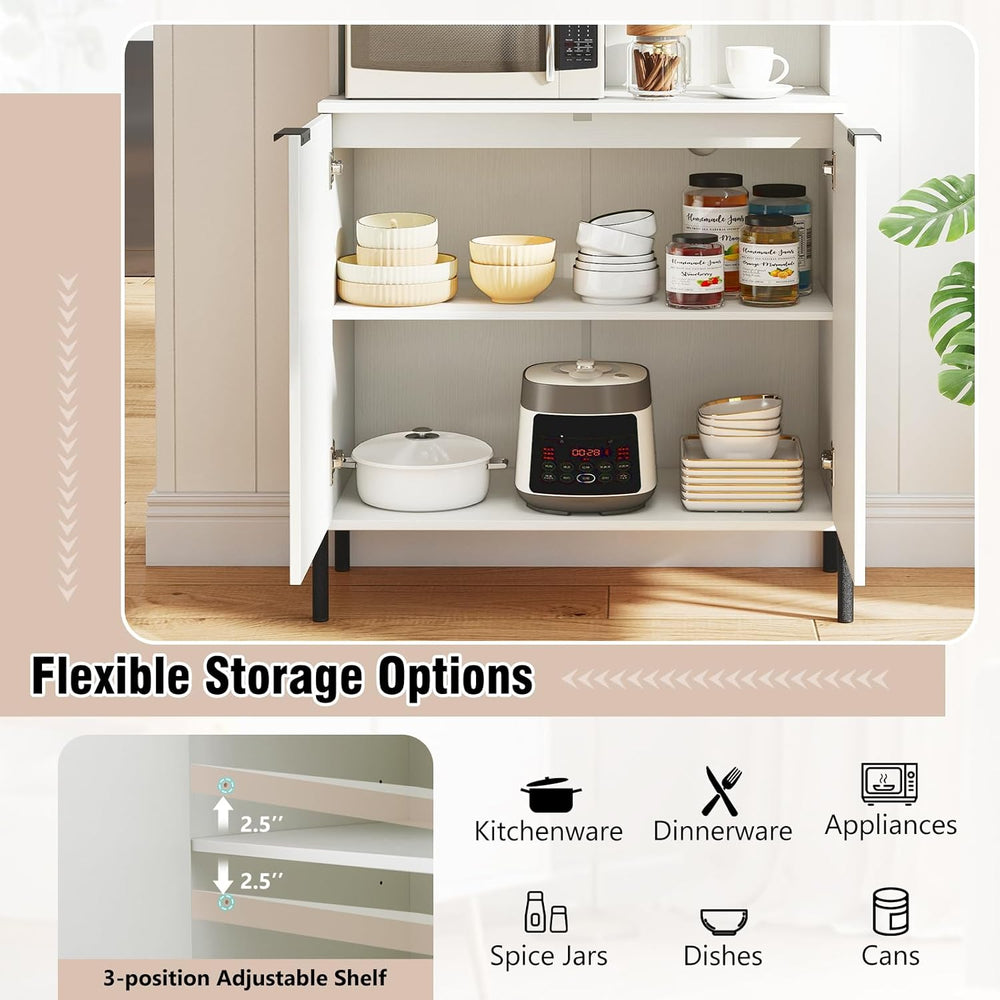 LOKO 64.5” Tall Kitchen Pantry Cabinet, Buffet Sideboard with Charging Statio...