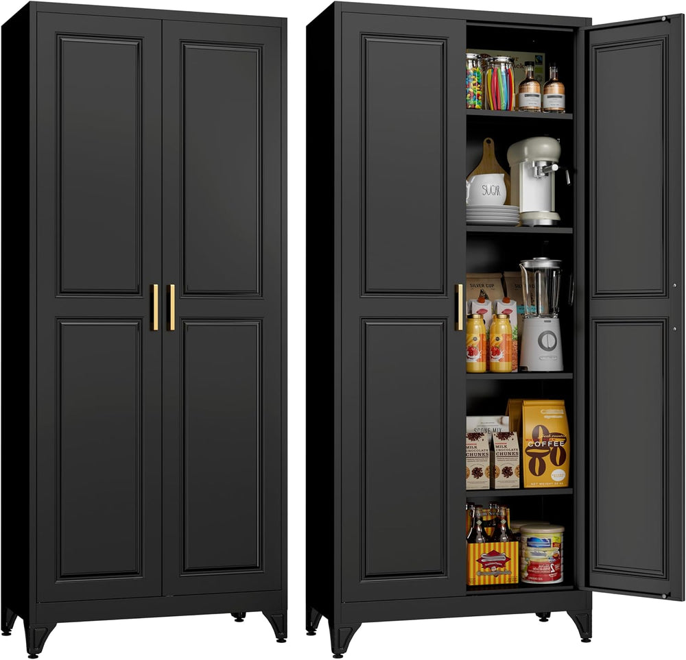 75" Tall Metal Storage Cabinet, Kitchen Pantry Storage Cabinets with Doo...
