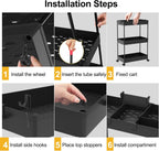 SPACELEAD Slim Storage Cart 3 Tier,Bathroom Organizer Rolling Utility,Mobile Shelving Unit Slide Out for Office, Kitchen, Laundry Room & Narrow Places,Black