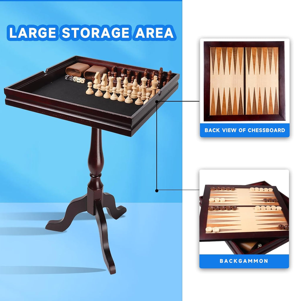 GSE Wooden 3-in-1 Chess Checkers Backgammon Game Table Set with Game Pieces |...
