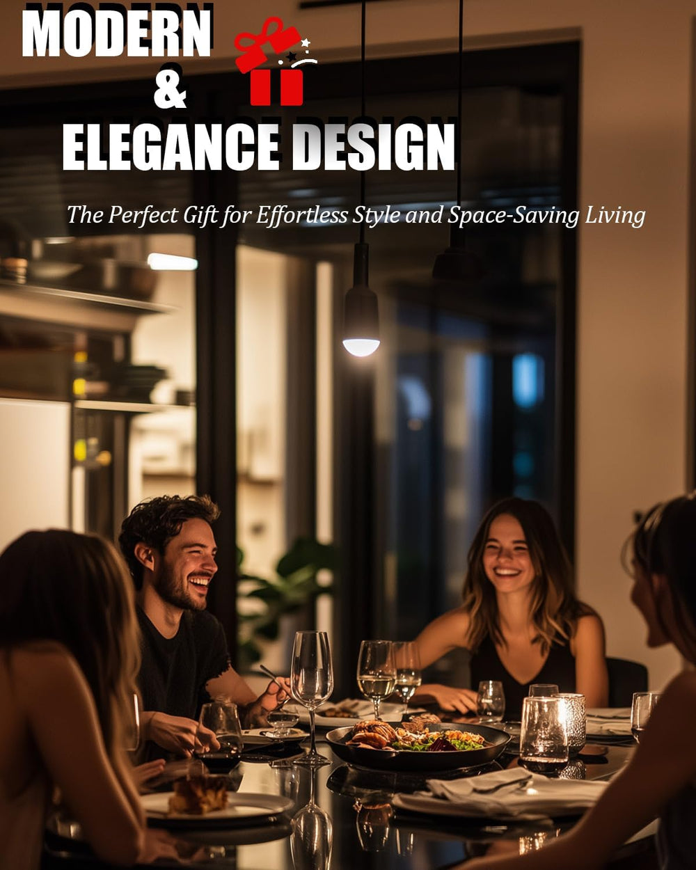 Dining Table Set for 4, Kitchen Table and Chairs Set of 4, 5 Piece Modern Din...