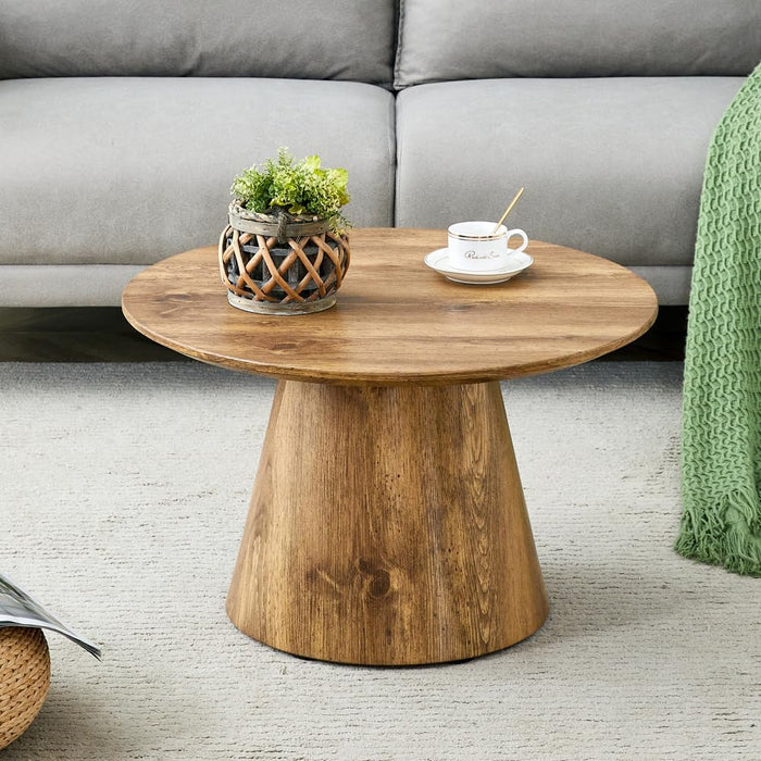 Nesting Coffee Table Set, Round Wood Grain Veneer, Mid-Century Modern | Classic Round Coffee and Side Table Set with Simple Wood-Grain Design for Living Rooms, Offices, and Center Spaces.