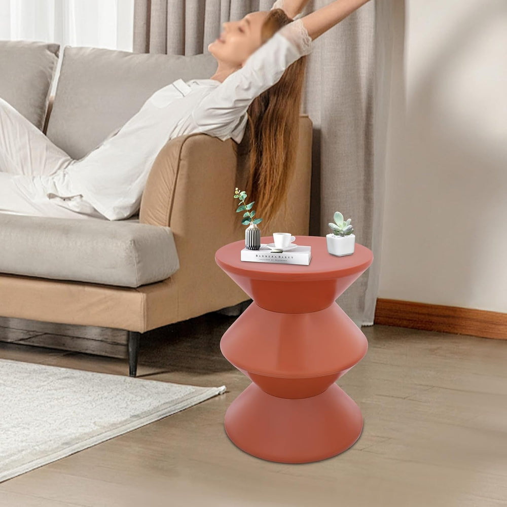 Round Side Table,Modern Hourglass Shaped Accent Stool, Minimalist Sofa Side T...