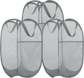 BATTOO Deluxe Strong Mesh Pop up Laundry Hamper Basket with Side Pocket for Laundry Room, Bathroom, Kids Room, College Dorm or Travel 3 x Grey