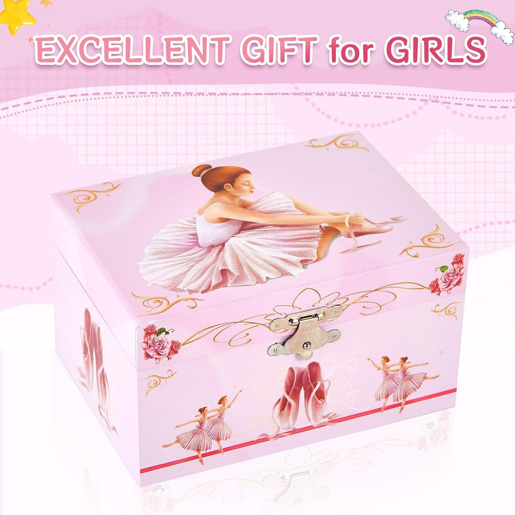 Musical Ballerina Jewellery Box with Spinning Ballerina for Girls Jewel Storage,Ballet Music Box Birthday Gifts for Girls