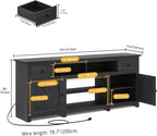 DWVO Farmhouse TV Stand for 75/80 Inches TVs, Entertainment Centers Furniture 30" Tall, TV Consoles with Storage Drawers & Power Outlet, Rustic TV Stands for Living Room, Black