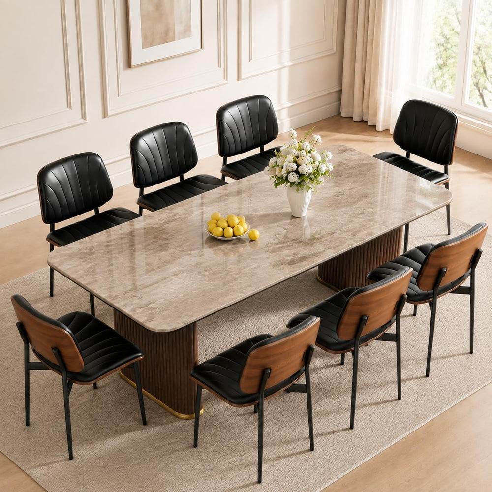 REONEY Dining Chairs Set of 4, Mid-Century Modern Kitchen Chairs, Black