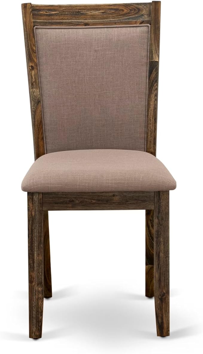 East West Furniture V727MZ748-5 5 Piece Dining Room Furniture Set Includes a Rectangle Dining Table with V-Legs and 4 Coffee Linen Fabric Upholstered Chairs, 40x72 Inch, Multi-Color